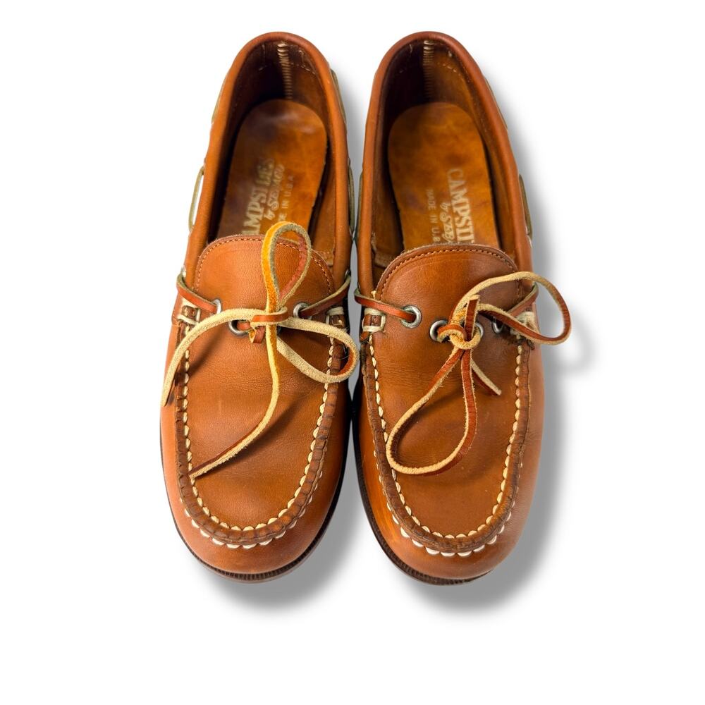 Sebago Campsides Boat Shoes Womens 7 Brown Leather Made in USA Preppy Classic